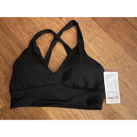 NWT Athleta Small A-C Black Plunge Bikini Top Classic Swim Sporty Wireless $59 - Picture 4 of 5